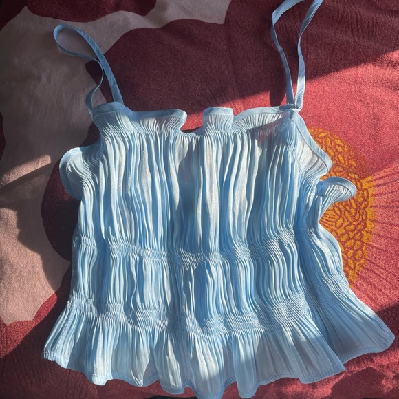 Satin ruffled tank top - Picture 1 of 3